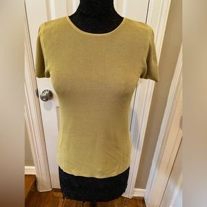 ELLEN TRACY/Linda Allard 100% Silk Olive Green Sweater Size M